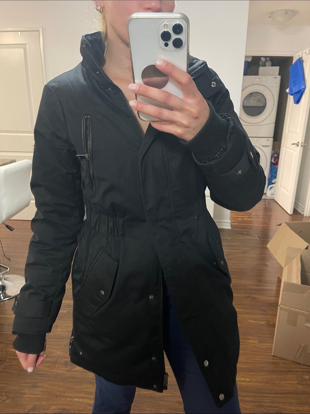 Vero Moda Black Long Military-Style Field Jacket